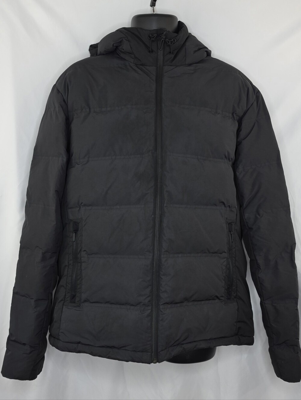 H&M Men's Black Quilted Hooded Puffer Jacket Size XL